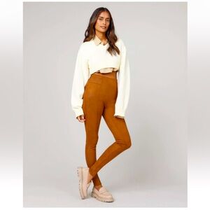 Nwot Spanx Faux Suede Leggings M Rich Caramel Brown